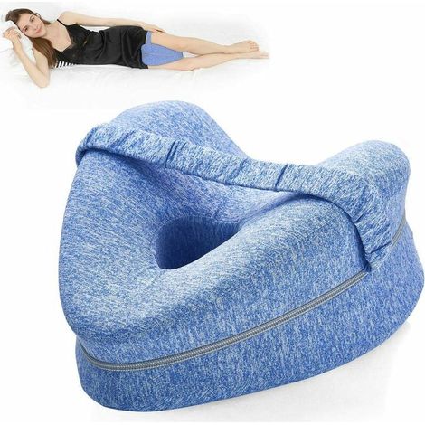 royaluxe - Coussin de Jambe Oreillers de Couchage latéraux  Oreiller de Genou en Mousse à mémoire avec Sangle pour dormeur latéral  Coussin de Jambe avec Housse Amovible et Lavable (Bleu) (1/5)
