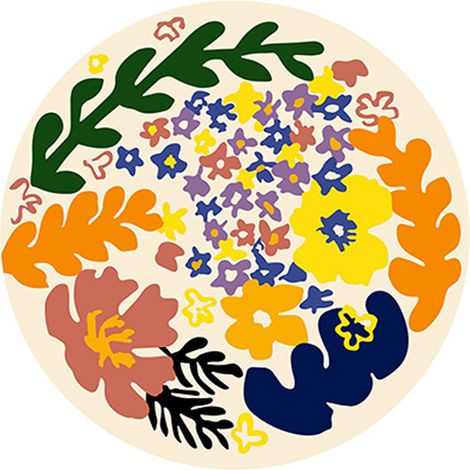 Tapis rond imprimé imitation cachemire pour salon, 60 x 60 cm, motif floral, idéal pour canapé ou table basse. (1/5)