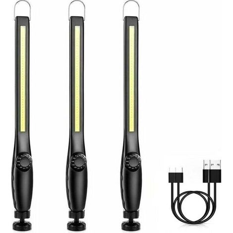 Lampe de travail LED pour mécaniciens, lampe d'atelier/de chantier, lampe de garage magnétique rechargeable, lampe de travail LED portable et puissante [3 pièces] [Classe énergétique A+++] (1/4)