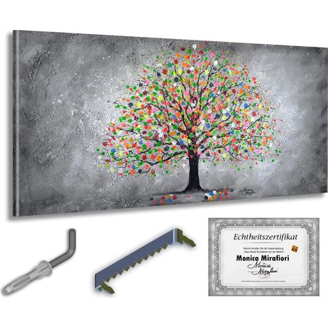 Monica Mirafiori  100% pintado a mano  Cuadro Árbol del Espíritu 140x70cm  Pintura pintada a mano  Pintura acrílica  Cuadro acrílico de gran formato  Arte moderno  Láminas artísticas (1/5)
