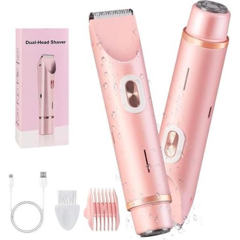 Rasoir Electrique Femme,2 en 1 Tondeuse électrique Femme Rasoir,Rechargeable Tondeuse Bikini Femme étanche IPX7 Epilateur