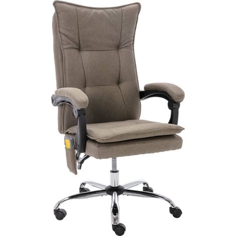 Fauteuil de bureau massant, tissu taupe