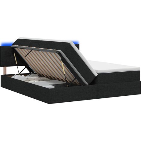 LED-Speicherbett mit Matratze Schwarz 180 x 200 cm Stoff vidaXL (1/5)