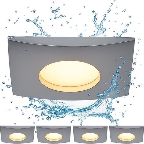 LED Einbaustrahler Deckenlampe Einbauspot dimmbar über Lichtschalter Einbauleuchte, weiß, Aluminium, 5,5W 350lm warmweiß, LxBxH 8x8x3 cm, 4er Set