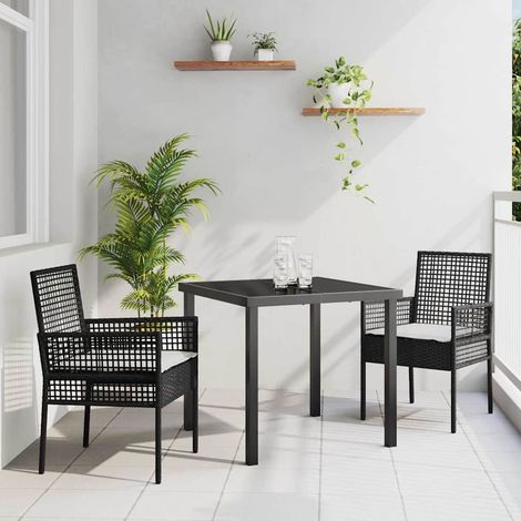 Garten Essgruppe mit Kissen 3 pcs Schwarz Poly-Rattan (1/5)