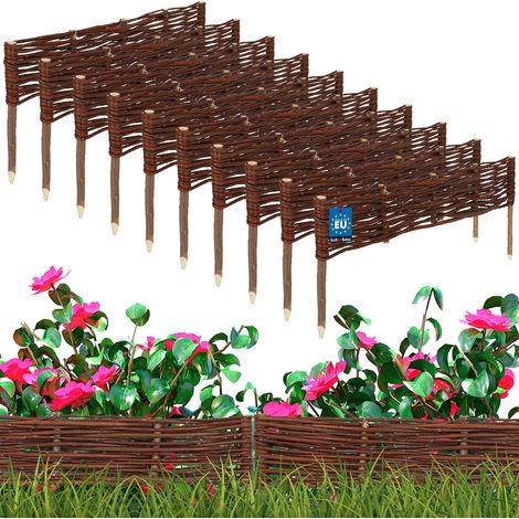 KOTARBAU® Clôture de jardin en palissade, bordure en osier, 60 x 10 cm, lot de 10