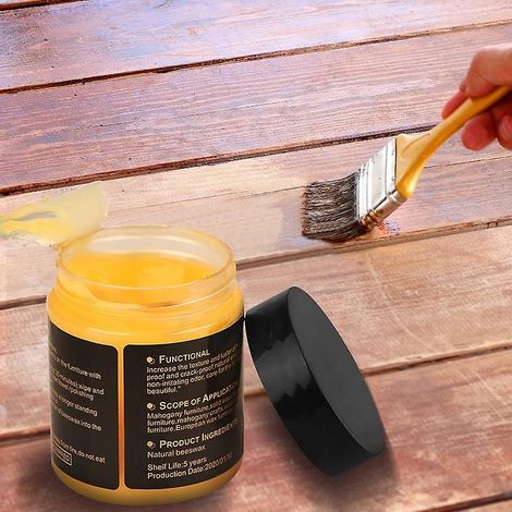 Cire pour parquet 80 g, cire d'abeille, entretien des meubles, entretien de l'acajou, cire de polissage (1/3)