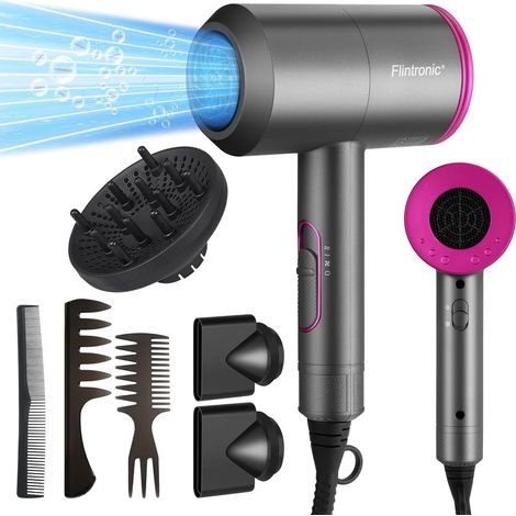 Professionnel Sèche-Cheveux Ionique, 2000W Sèche Cheveux, 3 Modes Réglables avec 3 Diffuseur Magnétique Convient pour La Réparation des Cheveux, Les Voyages, Le Coiffage en Salon