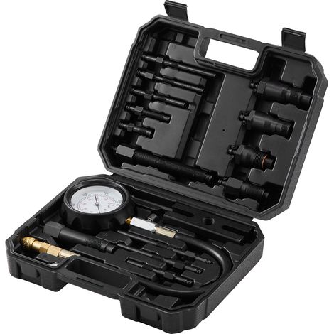 Mophorn Kompressionsprüfer für Dieselmotoren, 18-teiliges Zylinderdruckprüf-Werkzeugset, 0-1000 PSI Manometer mit Adaptern, Dieseleinspritzdüsentester für LKWs, Traktoren, Geräte