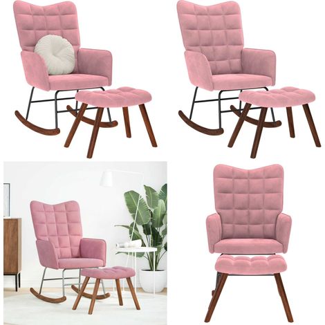 vidaXL Chaise à bascule avec repose-pied rose velours (1/5)