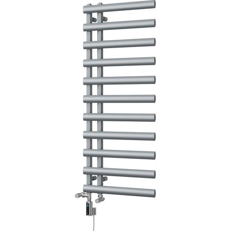 Elyan - Silver Dual Fuel Towel Rail H1238mm x W500mm Thermostatic WIFI (1/3)