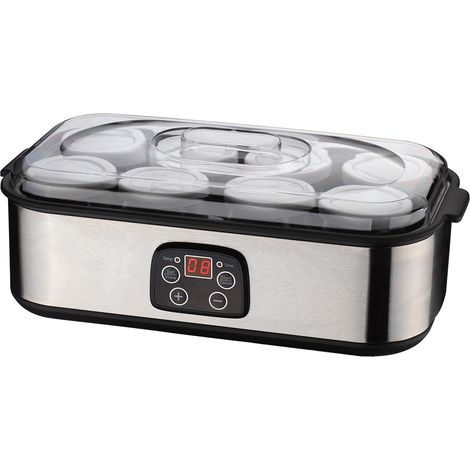 Yaourtière 8 pots, pots en verre de 180 ml avec couvercle, yaourtière avec affichage numérique, thermostat et minuterie réglables, arrêt automatique, idéale pour les yaourts maison et faits maison (1/5)