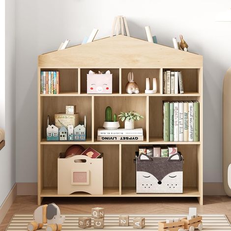 étagère rangement jouets 9 cases bois chambre enfant (1/5)