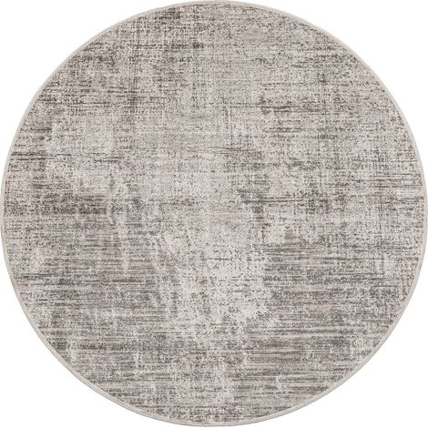 Tapis rond contemporain en polyester - gris beige (1/2)
