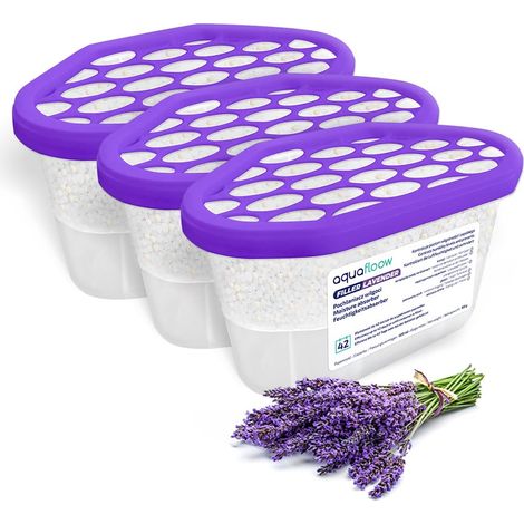 Déshumidificateur 400 ml, Réduit l'humidité de l'air, 3 Pièces LAVENDER Neutraliseur d'odeurs, Absorbeur d'humidité pour Cuisine, Placard, Salle de Bain et Bureau (1/5)