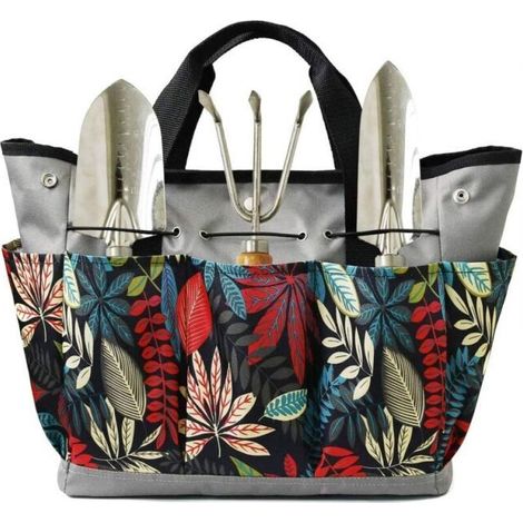 (Flowered)Garden Tool Set, Garden Tote Bag with Multiple Pockets for Gardening Tool Kit, Garden Tool Bag (1/5)