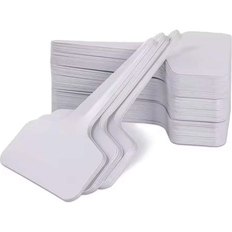 220 weiße T-förmige Pflanzenetiketten, 6×10 cm, wasserfeste PVC-Gartenetiketten, wiederverwendbare Anzuchtmarkierungen für Blumen, Gemüse und Topfpflanzen
