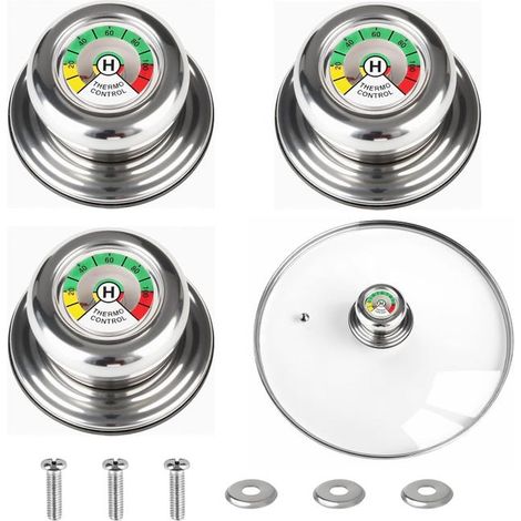 Set di 3 manici per coperchi di pentole con termometro – Manici di ricambio universali antiscottatura (1/4)