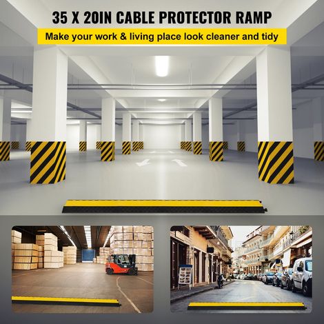Rampe de Protection de Câble Exterieur 35 x 4 mm Rampe de Cache-Câble 5 Canaux Passe Câble Sol Protecteur de Câble Sol Goulotte Passe Câble Couvre Câble Parking Entrepôt Concert Hôtel Scènes 88,9x50,8 (1/5)