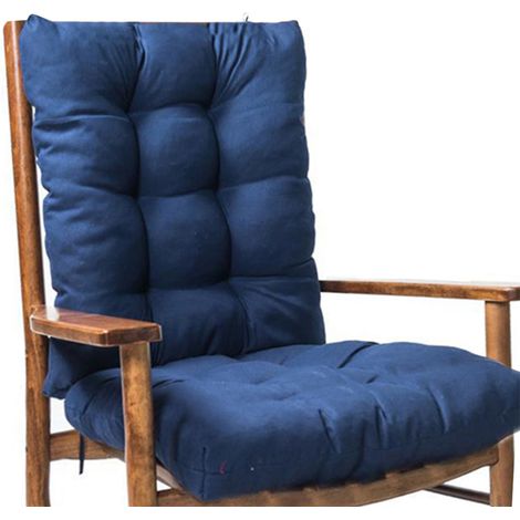 Coussin pour fauteuil à bascule bleu marine, lavable, doux et avec dossier, pour fauteuil inclinable, canapé, banc ou hamac (1/5)