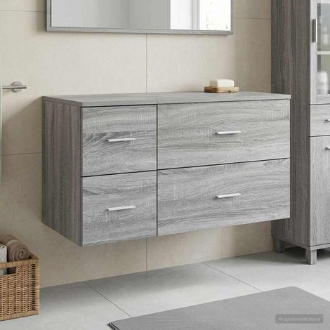 Beyamis Ensemble de meubles de salle de bain 2 pièces, gris (1/5)