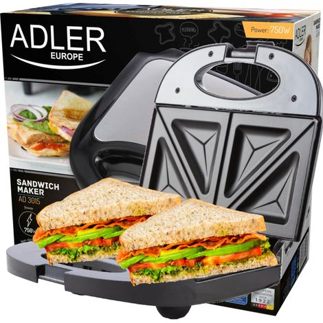 Sandwichgerät Adler AD3015 Schwarz 850 Watt (1/5)
