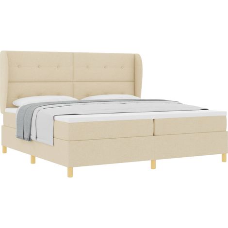 Maison Exclusive - Letto a molle con testiera Crema 200 x 200 cm Tessuto (1/5)