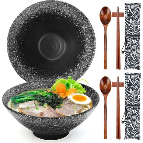 Lot 2 bols ramen japonais 1050 ml avec baguettes