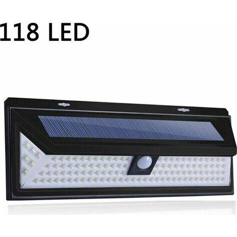 Applique solaire 118 LED – Éclairage 1000 lumens avec capteur de mouvement PIR – Étanche IP65 pour installation extérieure (1/5)