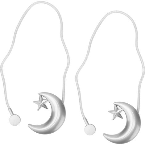 Magnetische Gardinenclips in Stern- und Mondform, magnetische Jalousienclips, 2 silberne Stück, schlichtes Fensterzubehör. (1/5)