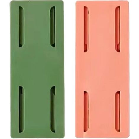 Support Adhésif sans Perçage pour Multiprise - Organisateur de Bureau avec Rail Glissant - ABS Transparent [40/80g, 10x4x1cm] - Pack 2/4 Pièces (Bleu/Blanc/Vert) (1/5)