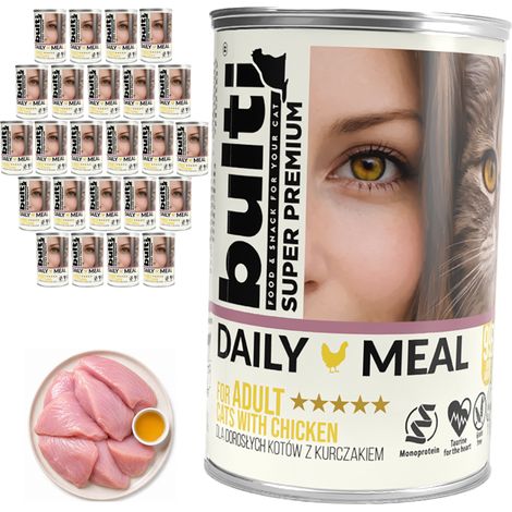 BULTI Repas Quotidien Adulte Aliment humide pour chats adultes Poulet 24 x 400 g (1/2)