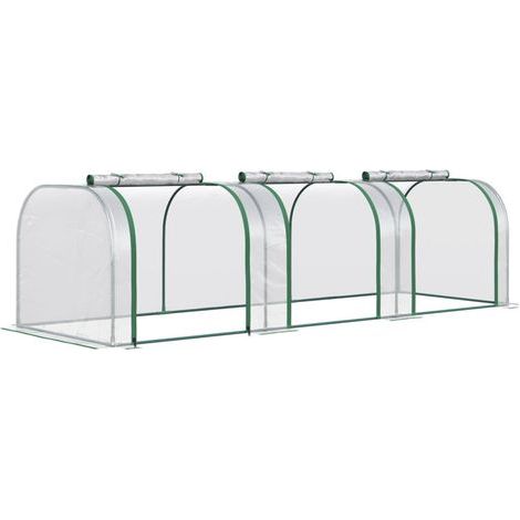 Mini Serre de Jardin Serre à tomates 3L x 1l x 0,8H m Acier PVC 140 g/m² Anti-UV 3 fenêtres Vert et Transparent (1/5)