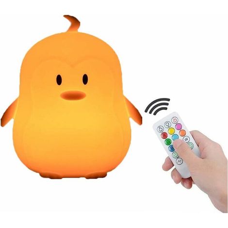 Medium-sized penguin night lights, children's bedside lamp, nursery lamp for safe breastfeeding, shatterproof, easy on the eyes, bright and colorful (1/5)