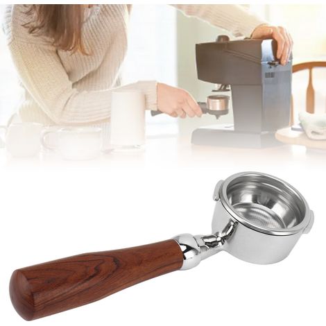 GAGGIA 58-mm-Kaffeemaschinengriff, doppelter Edelstahl-Espressogriff, bodenloser Griff, E-förmiger Rundring, Rosenholz (1/5)