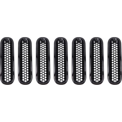 Black mesh grille for car front bumper, 7 pieces, suitable for Jeep Wrangler JK 2007 – 2017