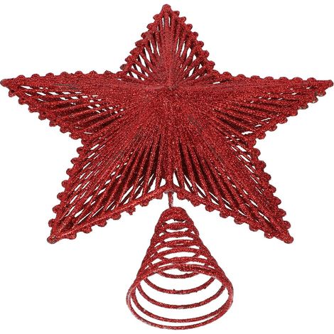 Ornement Étoile Creuse à Paillettes Rouge pour Sapin de Noël (1/5)