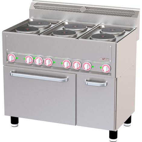Fourneau 6 plaques électriques sur four à convection GN1/1 et armoire neutre - Diverso