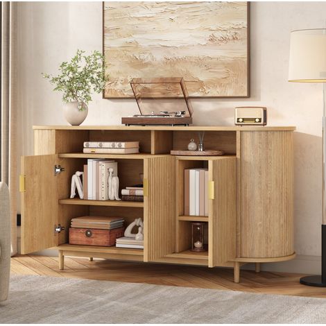 CHICFURN Credenza 3 ante 140x40x78 cm in MDF e PB color noce per soggiorno e sala da pranzo (1/5)