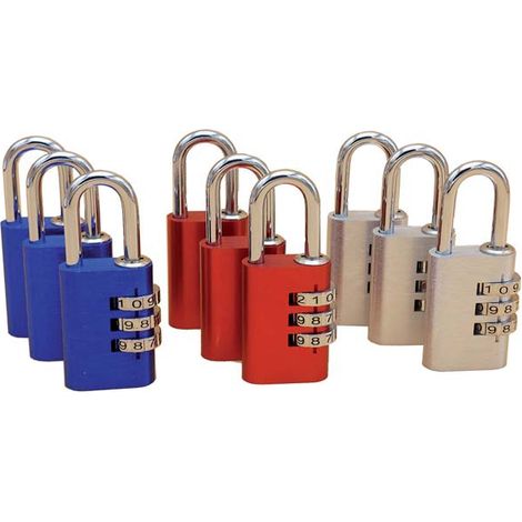 Lucchetto in alluminio BLU con arco acciaio a combinazione a 3 cifre 30mm. 9330B POTENT (1/2)