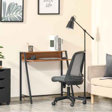 Scrivania con ripiano e passacavi, MDF e metallo colore noce, 84 x 45 x 85 cm (1/5)
