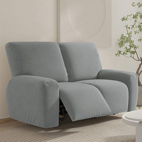 Housse de Fauteuil Relax Extensible 1 Places, Housse de Fauteuil Relax Inclinable Electrique avec Poche, 6 Pièce Lavable Protege de Meubles pour Canapé Inclinable (Gris,2 Places) (1/5)