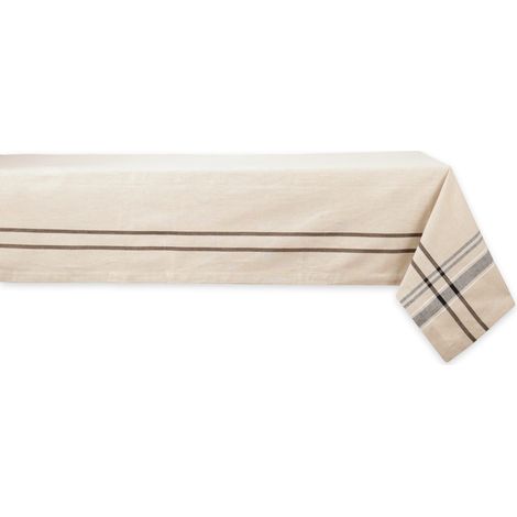Nappe de Table à Manger à Rayures françaises, Style Farmhouse, 152,4 x 213,4 cm, Taupe/Noir (1/5)