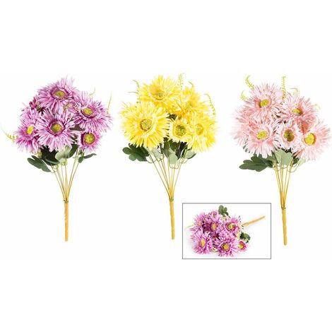 Mazzi a bouquet di gerbere artificiali, set da 6 pezzi, cm 31 H (con gambo 41)