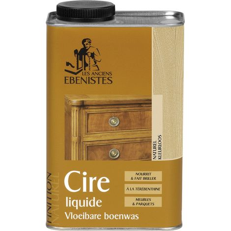 Cire liquide naturelle 1L pour bois dur – Brillance profonde – Application facile au pinceau – Fabrication française – Les Anciens Ebenistes