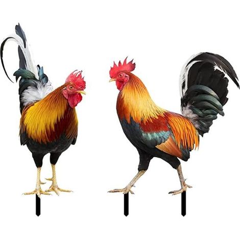 Garten-Dekorationshühner, 2 Handpfähle aus Acryl für den Garten, Hühnerfiguren als Deko