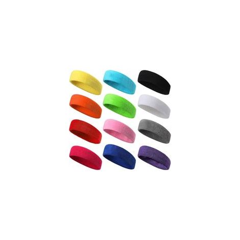 12 Pièces Bandeau Sport pour Hommes et Femmes Bandeau Transpiration Bande de Cheveux Élastique Non Slip Évacuation de l'Humidité Bandeau en Coton (1/5)