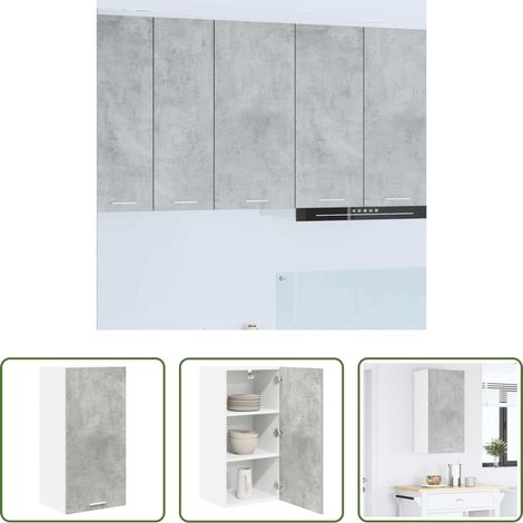 vidaXL Meuble suspendu - Armoire suspendue Gris béton et Blanc 40 x 31 x 80 cm (1/5)