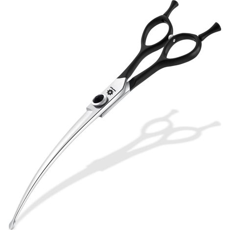 8 Zoll gebogene Hundeschere mit ergonomischem Griff, 440C Edelstahl, Sicherheitsschneide (1/5)