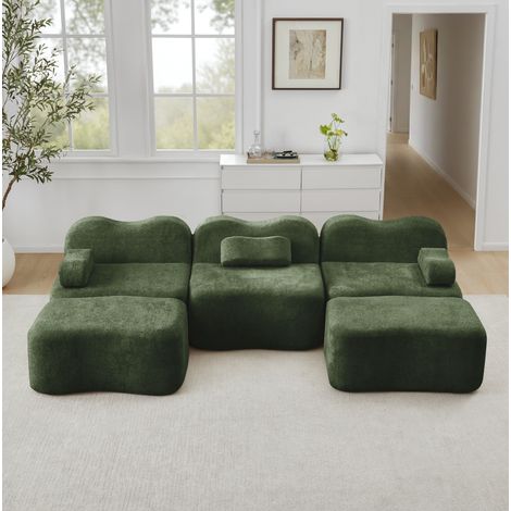 Divano modulare in velluto verde per soggiorno OKMYHOME (1/5)